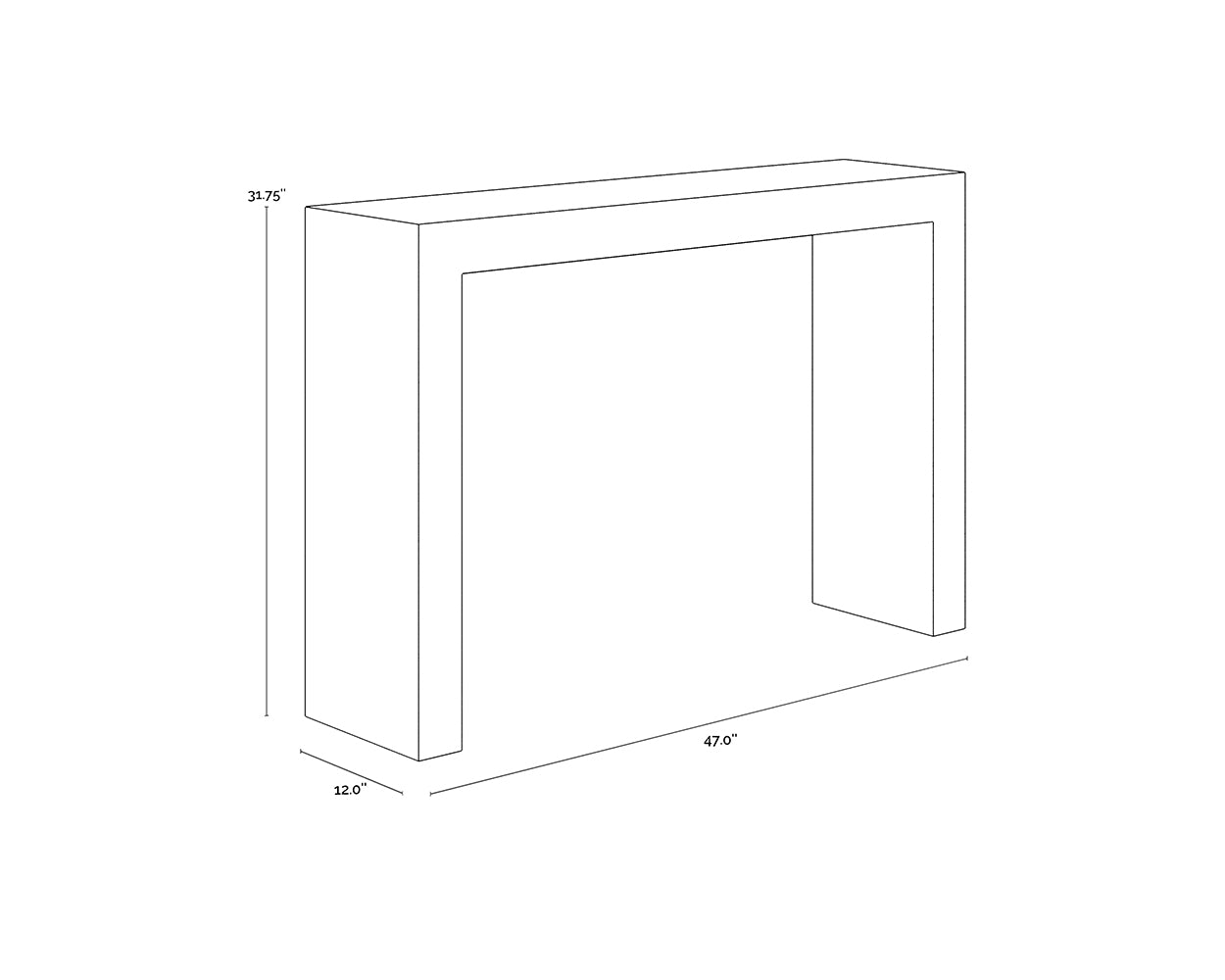 A wireframe image of the product with dimensions shown