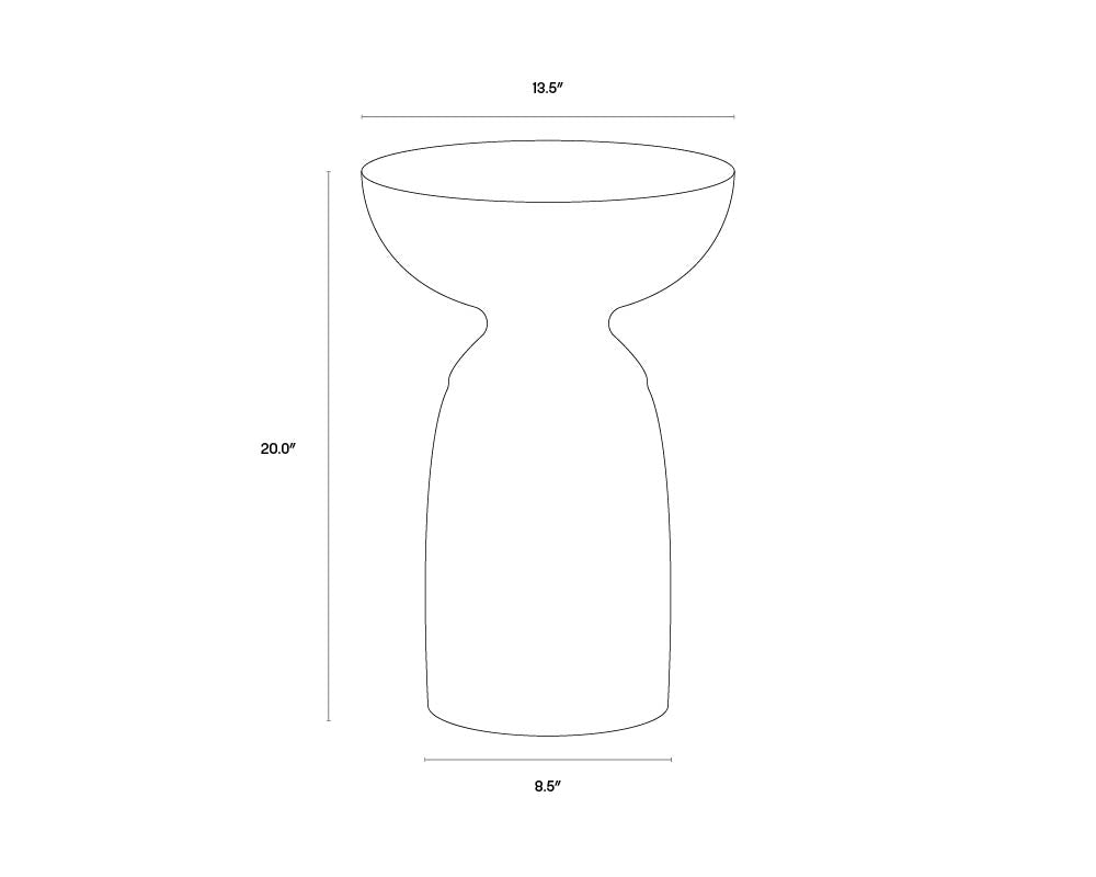 A wireframe image of the product with dimensions shown