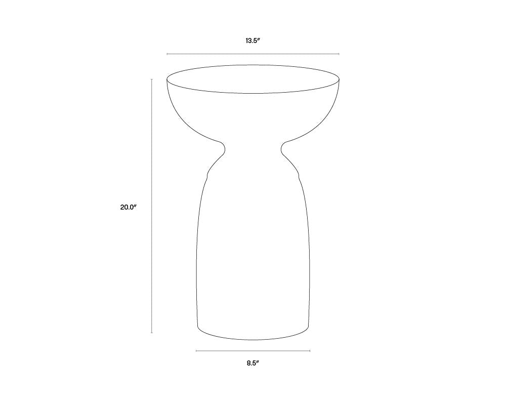 A wireframe image of the product with dimensions shown