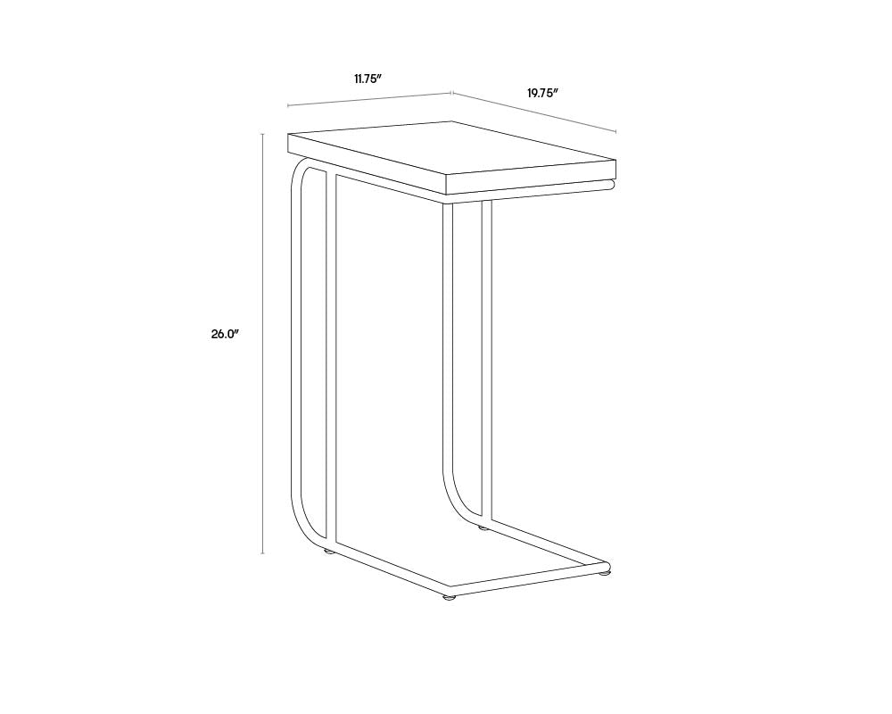 A wireframe image of the product with dimensions shown