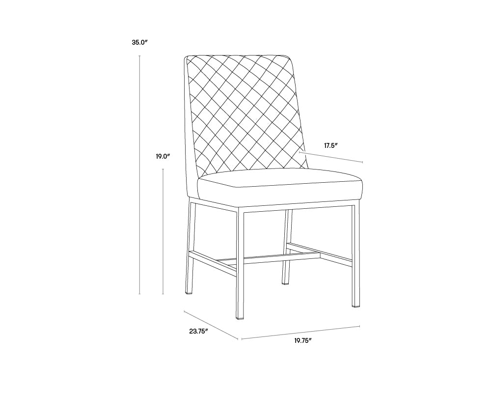 A wireframe image of the product with dimensions shown