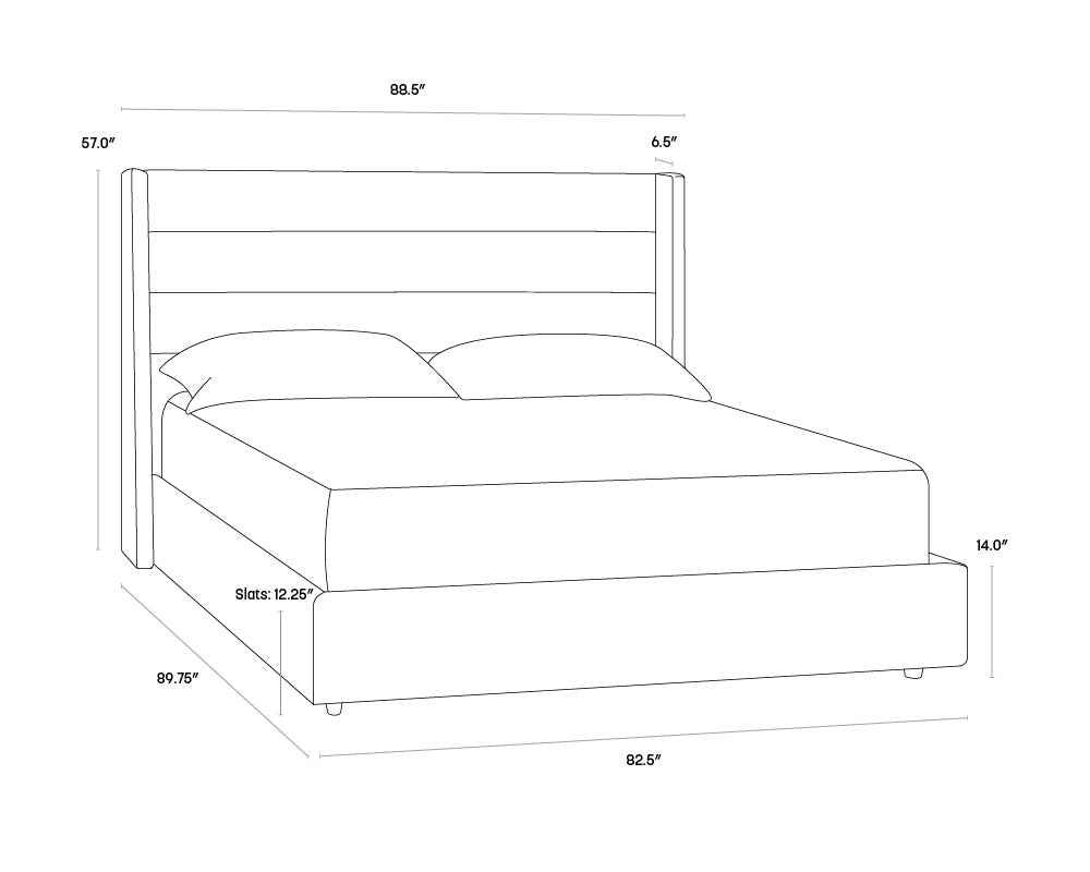 A wireframe image of the product with dimensions shown