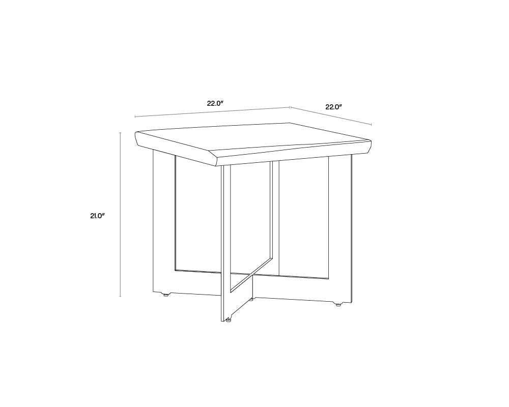 A wireframe image of the product with dimensions shown