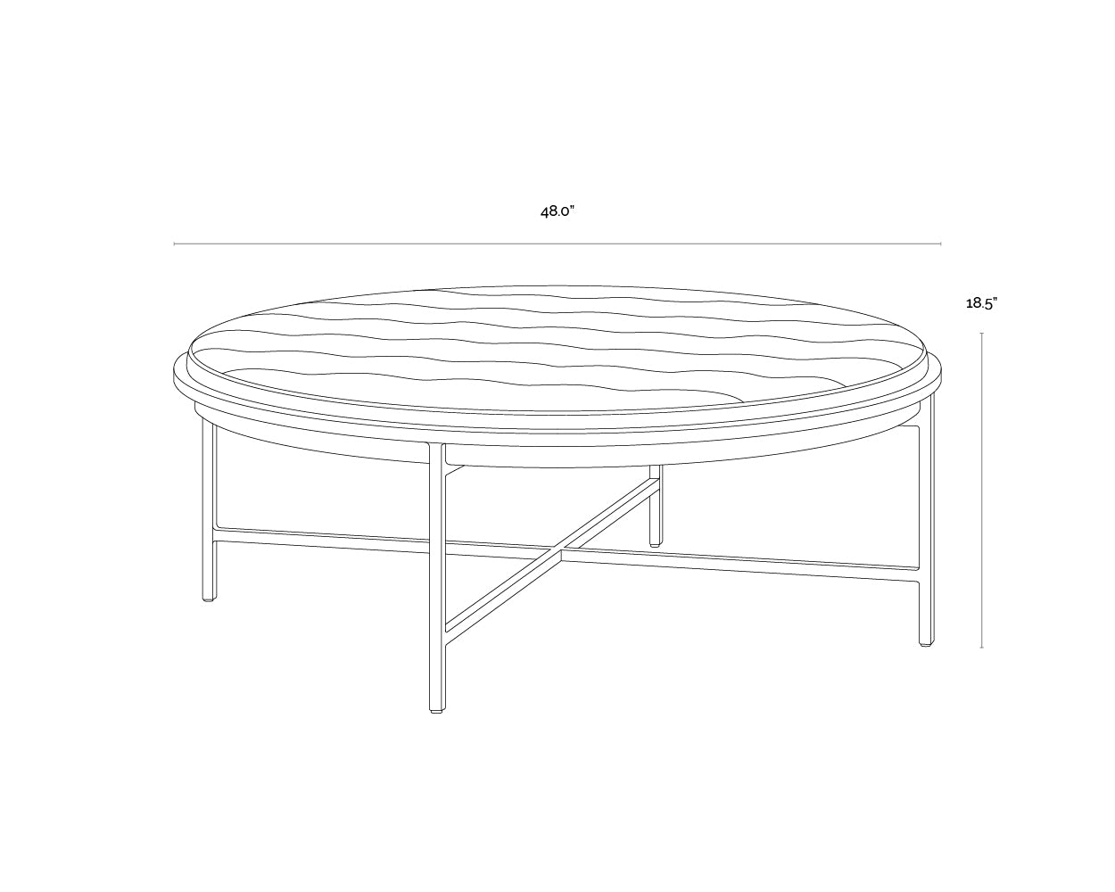 A wireframe image of the product with dimensions shown