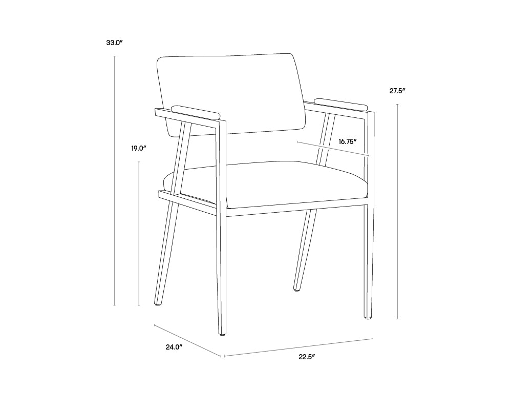 A wireframe image of the product with dimensions shown