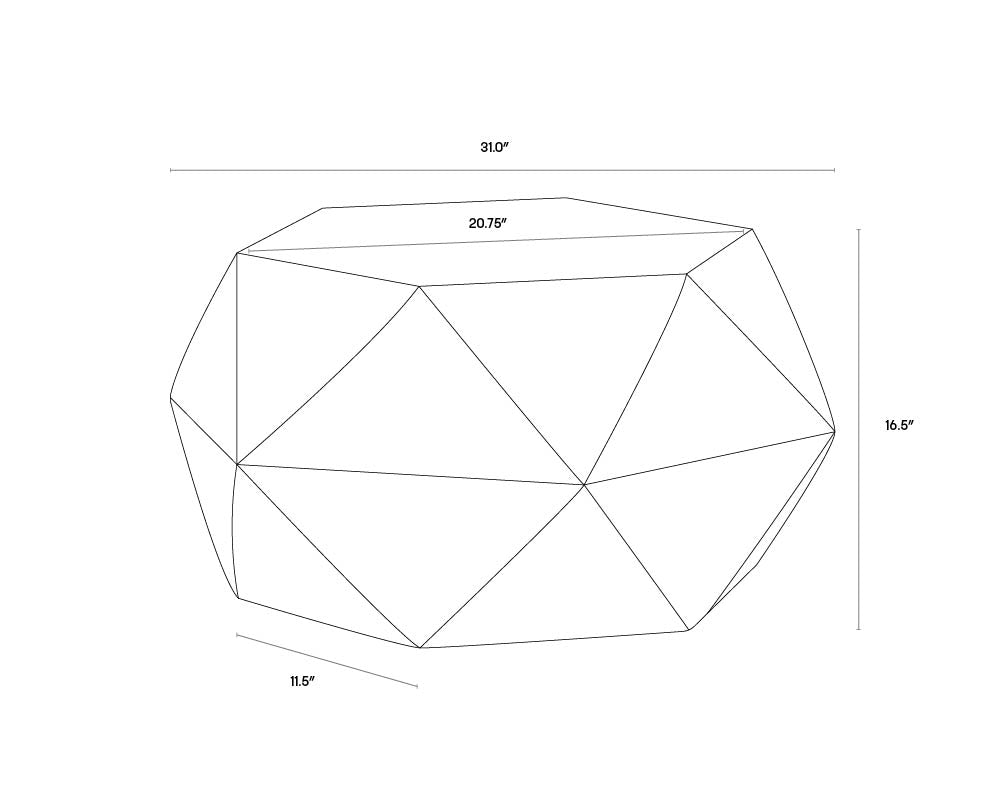 A wireframe image of the product with dimensions shown