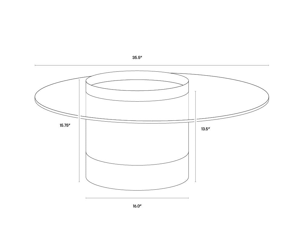 A wireframe image of the product with dimensions shown