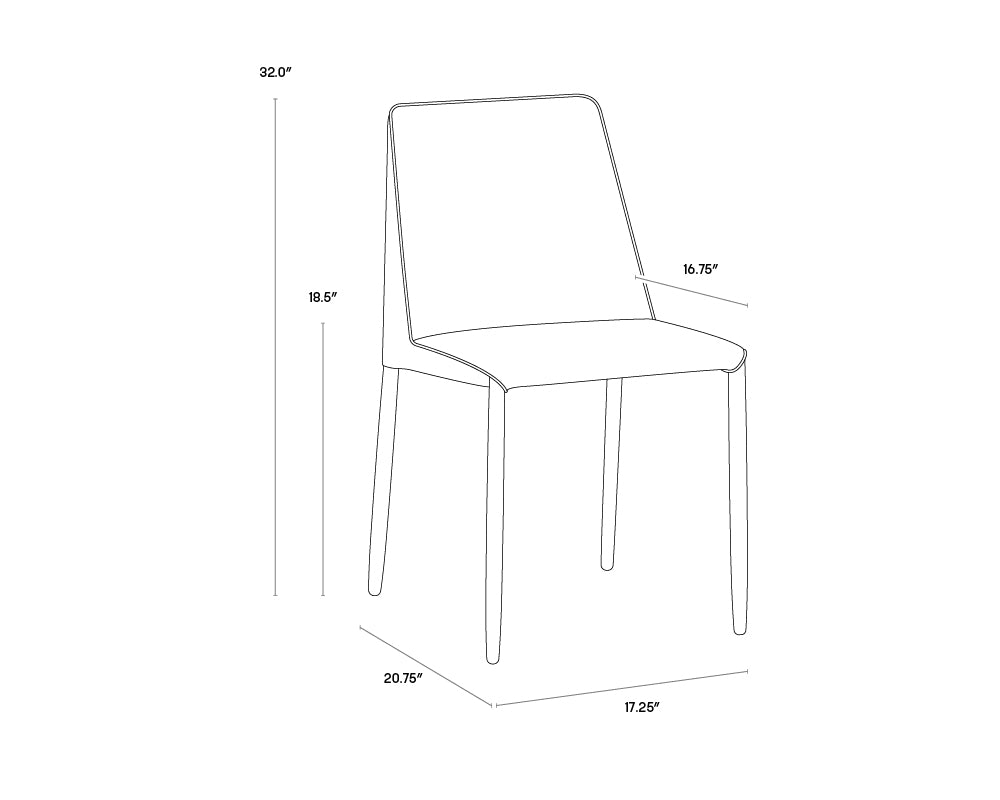A wireframe image of the product with dimensions shown