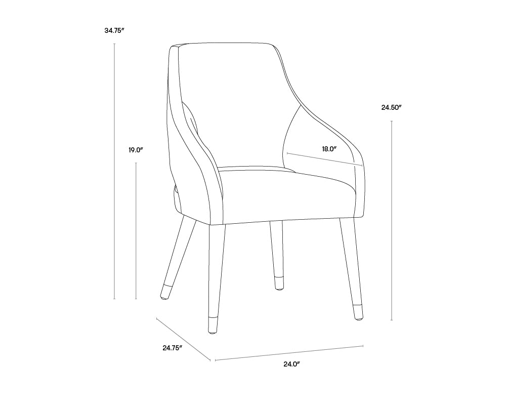 A wireframe image of the product with dimensions shown