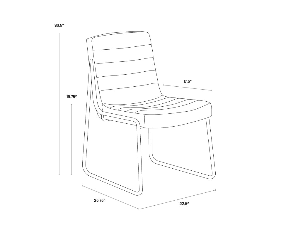 A wireframe image of the product with dimensions shown