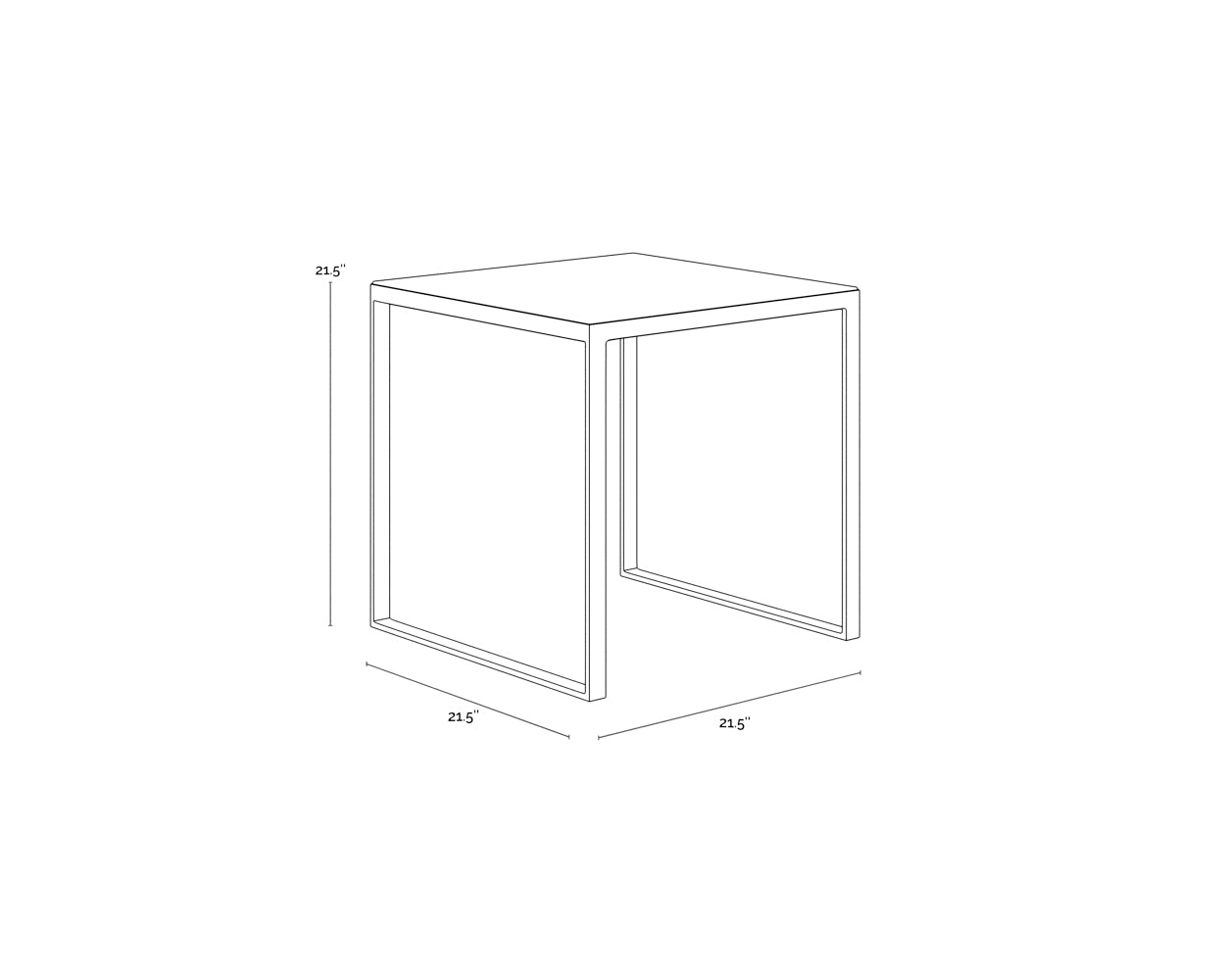 A wireframe image of the product with dimensions shown