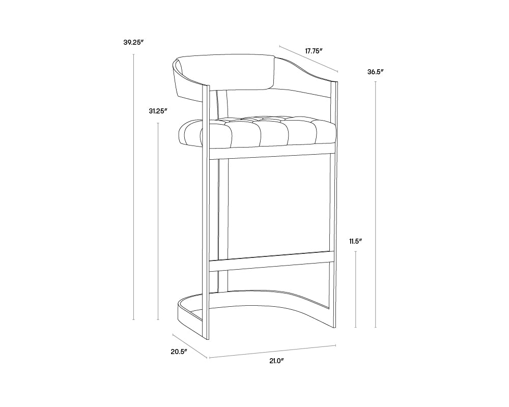 A wireframe image of the product with dimensions shown