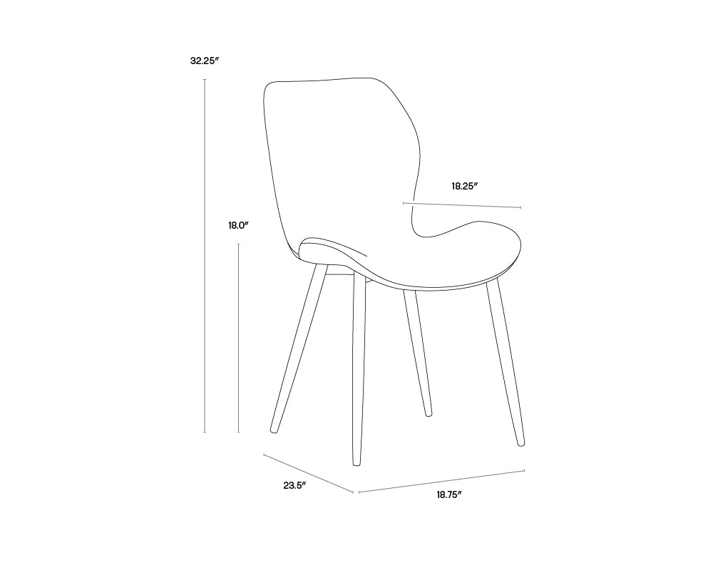 A wireframe image of the product with dimensions shown