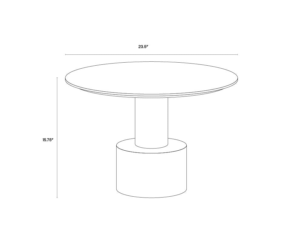 A wireframe image of the product with dimensions shown