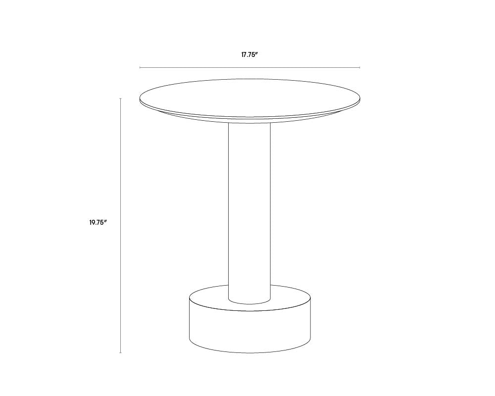 A wireframe image of the product with dimensions shown