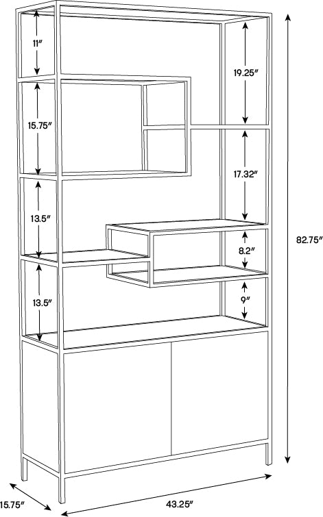 A wireframe image of the product with dimensions shown