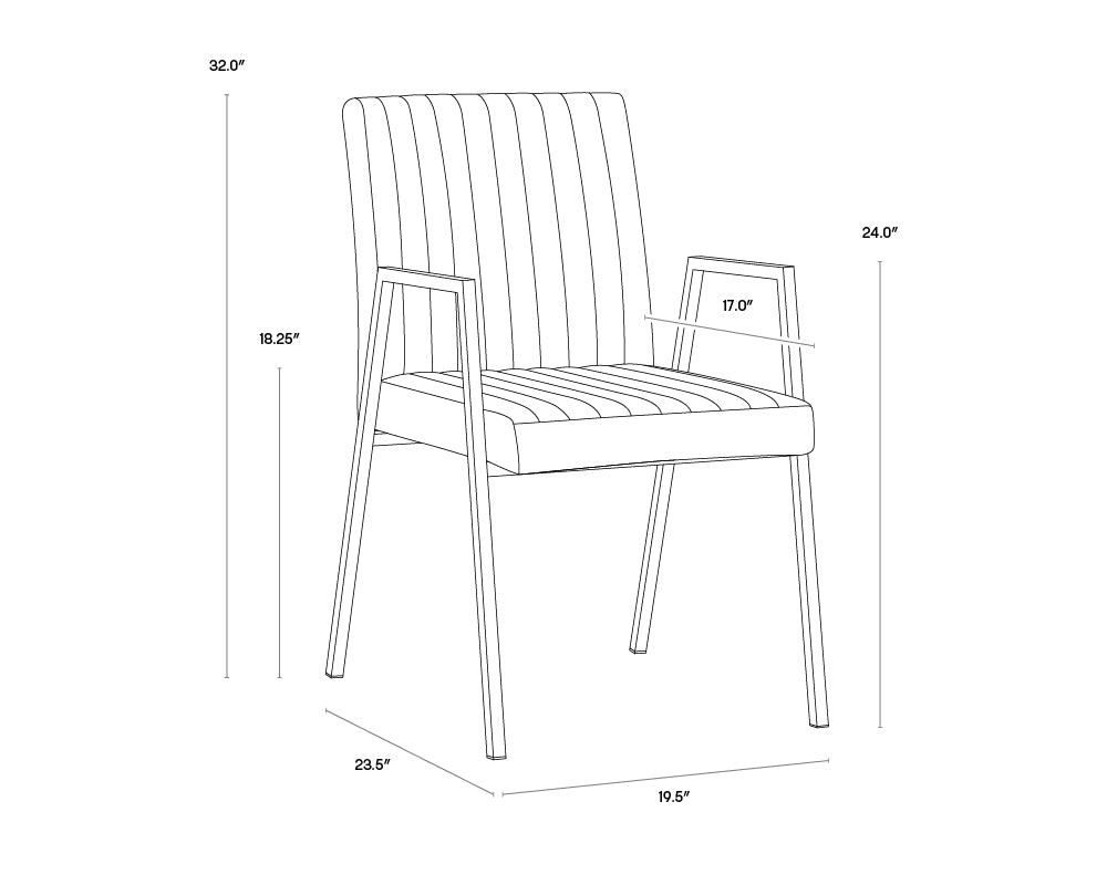 A wireframe image of the product with dimensions shown