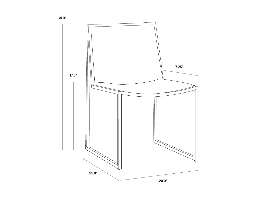 A wireframe image of the product with dimensions shown