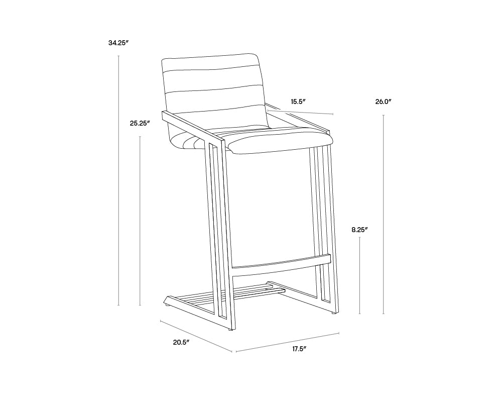 A wireframe image of the product with dimensions shown