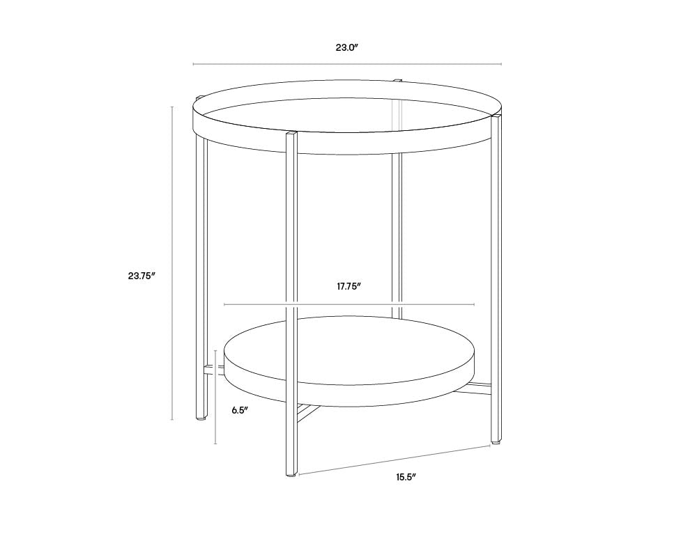 A wireframe image of the product with dimensions shown