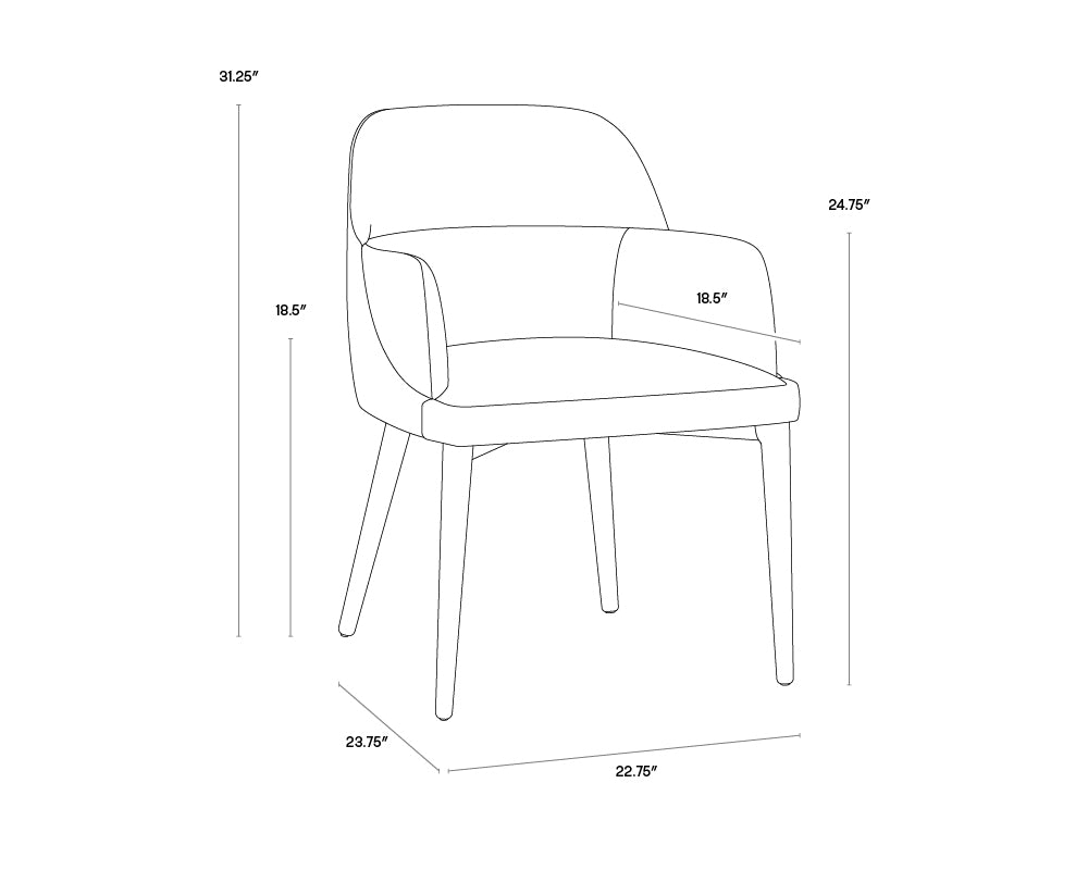 A wireframe image of the product with dimensions shown