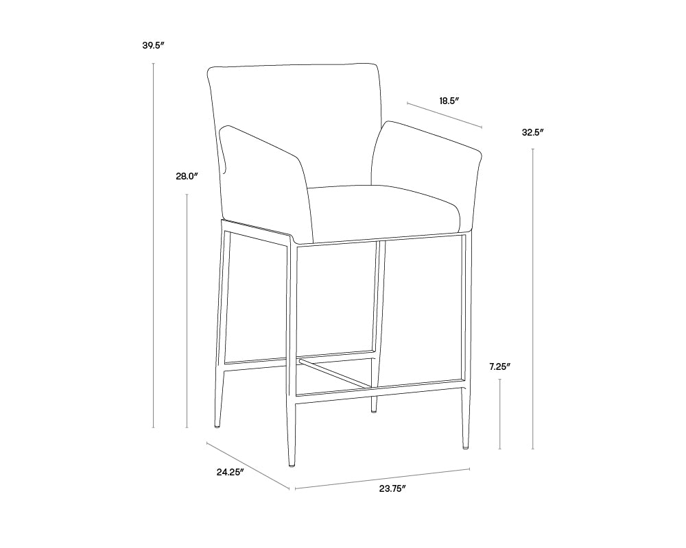 A wireframe image of the product with dimensions shown