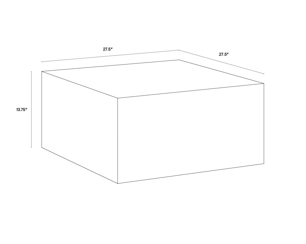 A wireframe image of the product with dimensions shown