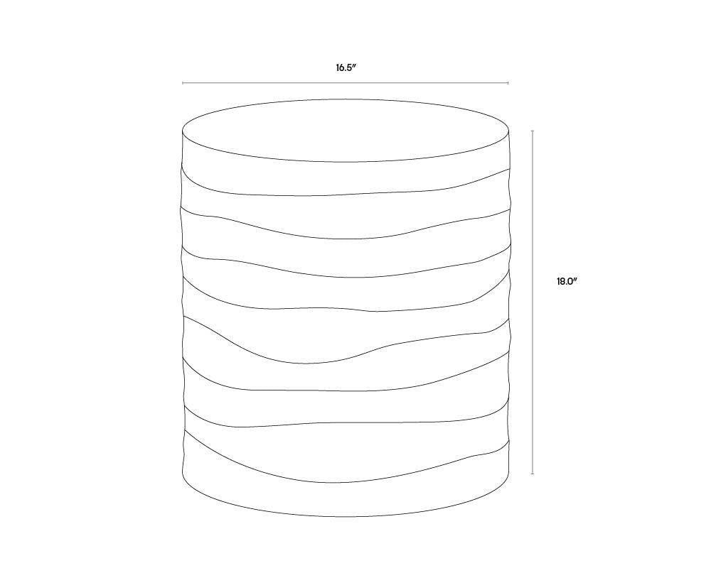 A wireframe image of the product with dimensions shown