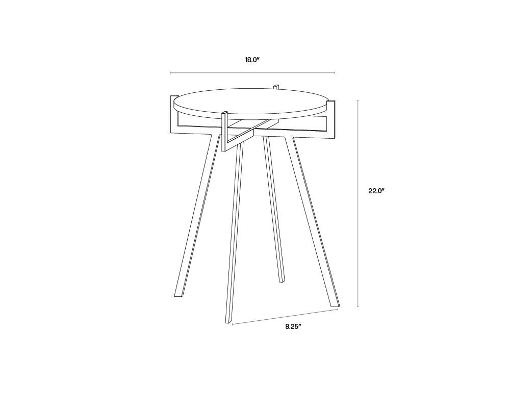 A wireframe image of the product with dimensions shown