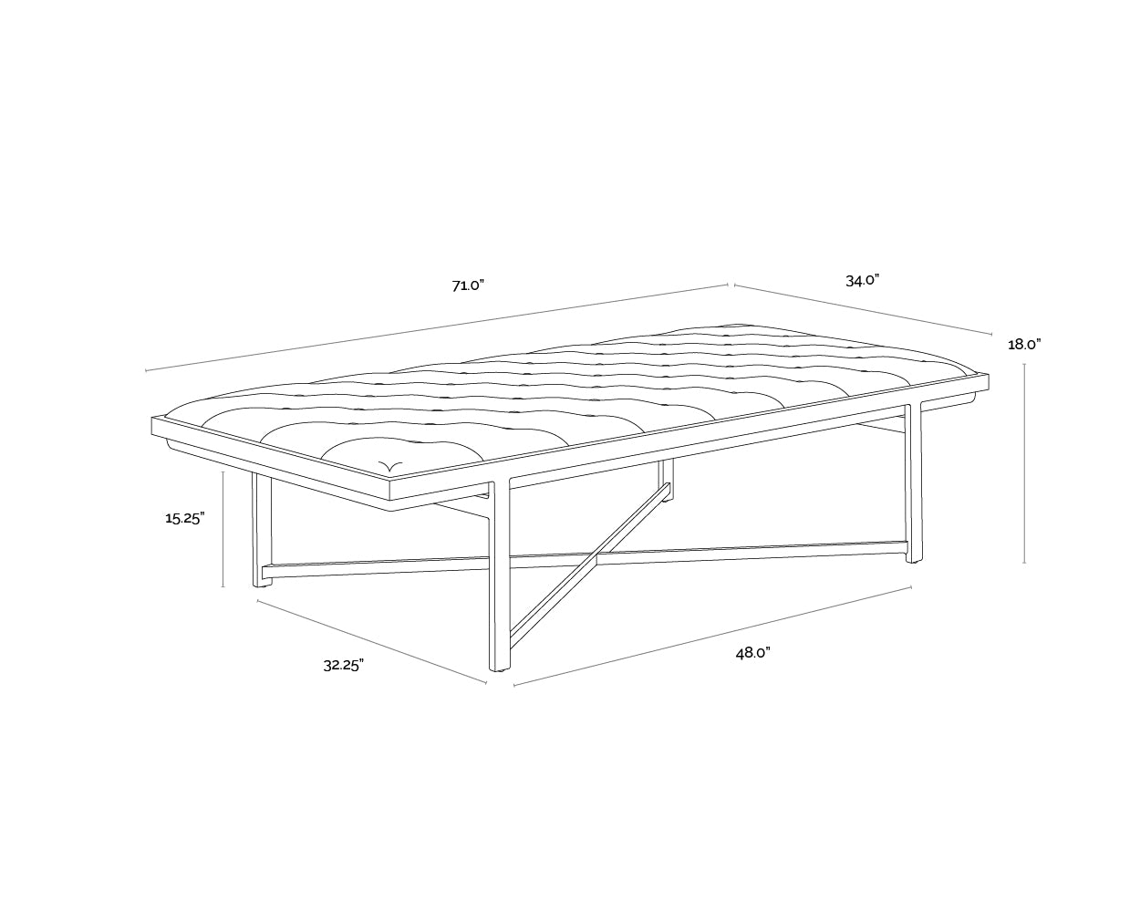 A wireframe image of the product with dimensions shown