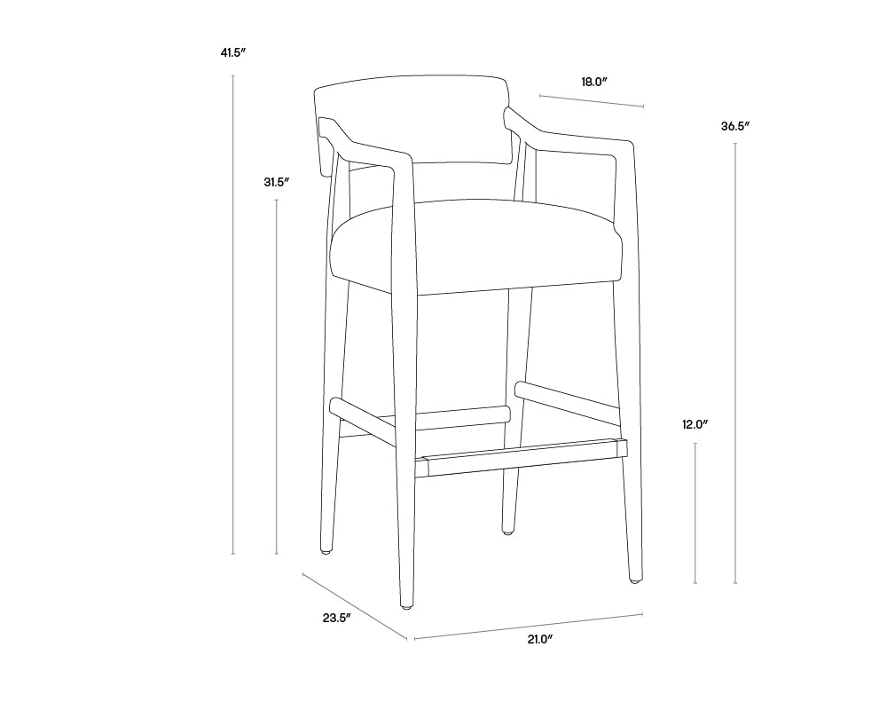 A wireframe image of the product with dimensions shown