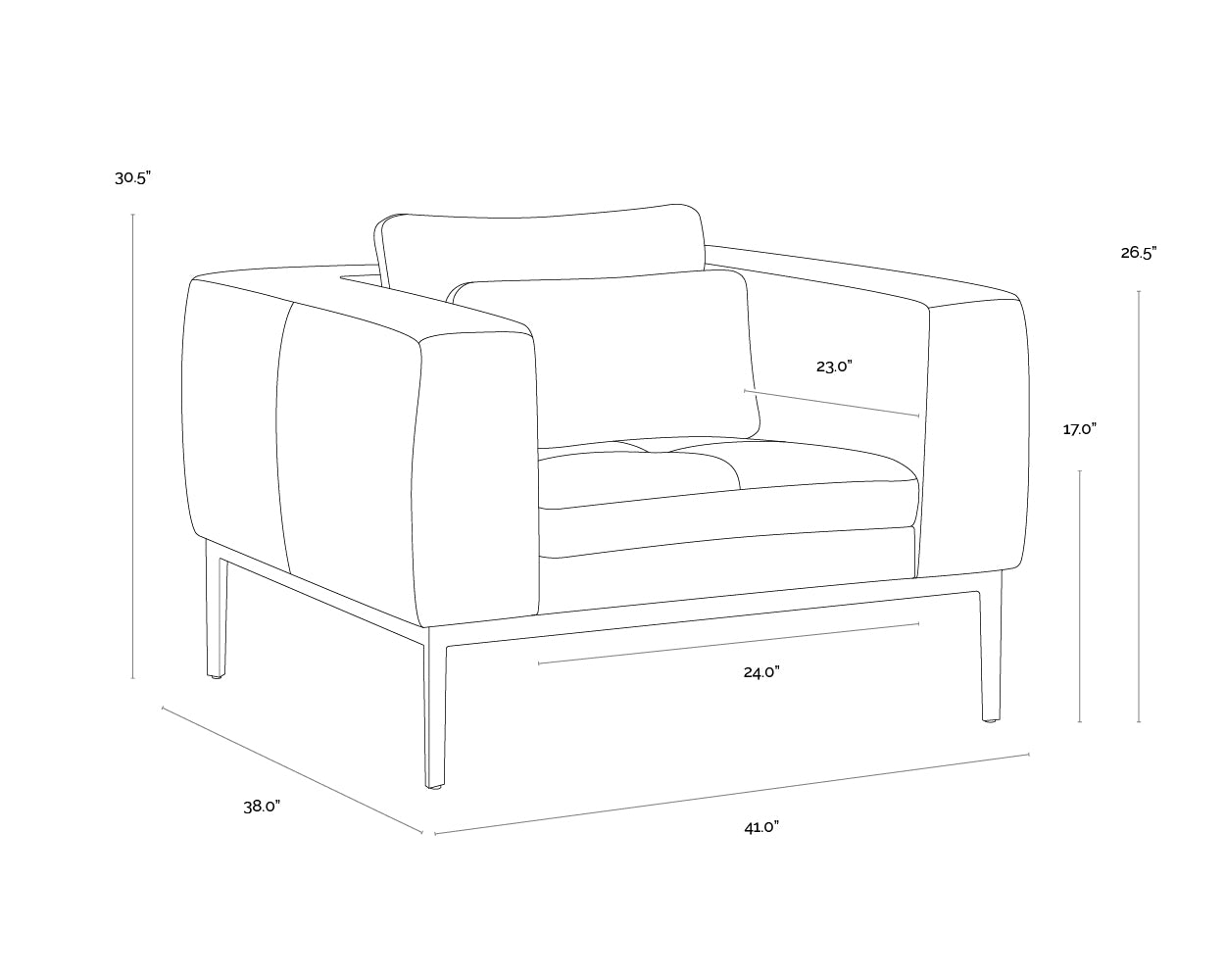 A wireframe image of the product with dimensions shown