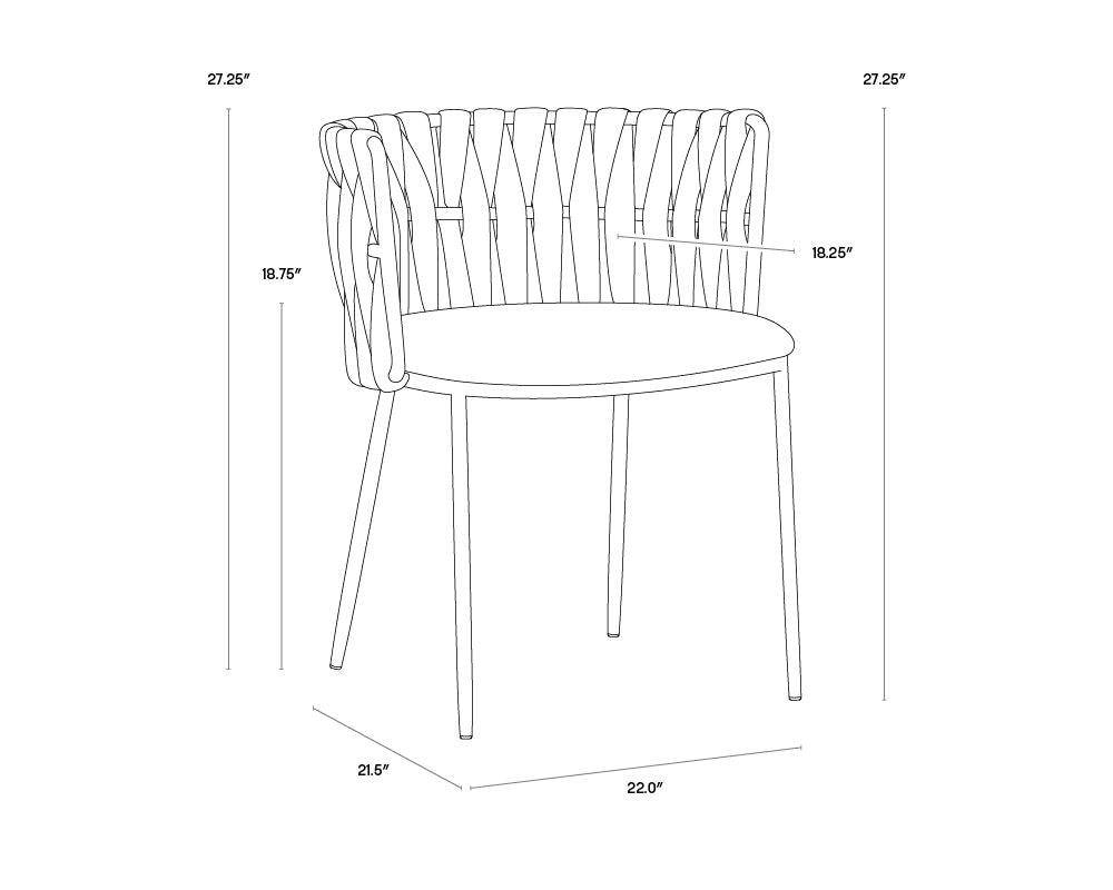 A wireframe image of the product with dimensions shown