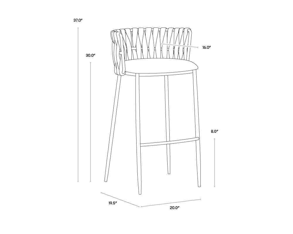 A wireframe image of the product with dimensions shown