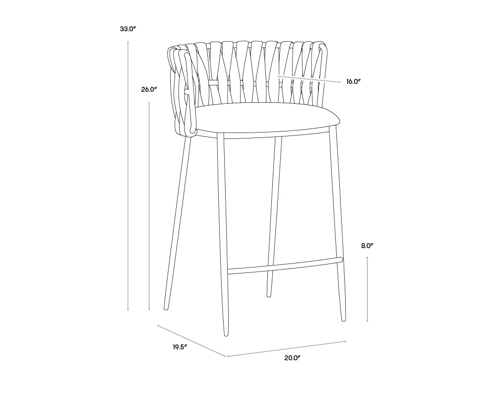 A wireframe image of the product with dimensions shown