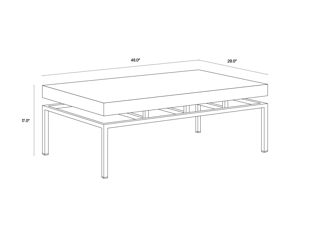 A wireframe image of the product with dimensions shown