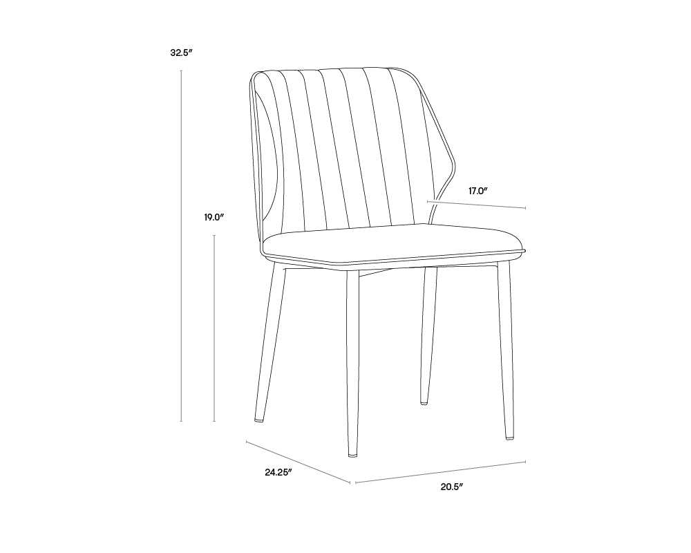 A wireframe image of the product with dimensions shown