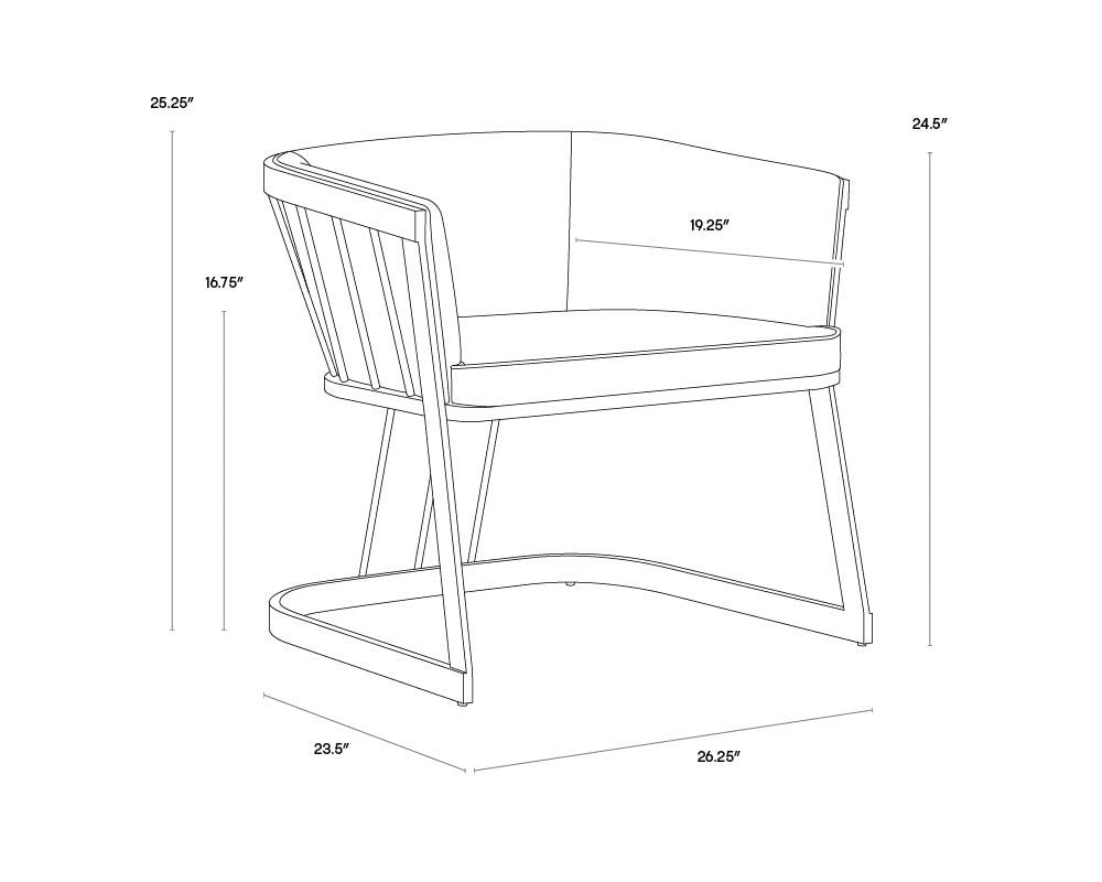 A wireframe image of the product with dimensions shown