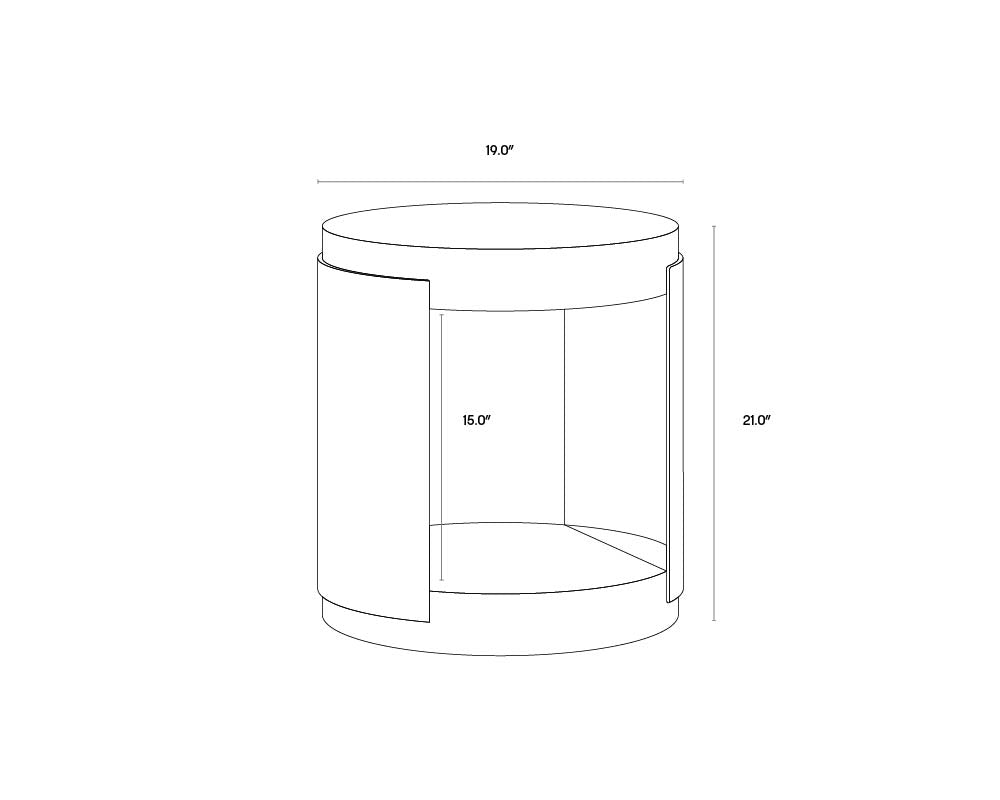A wireframe image of the product with dimensions shown