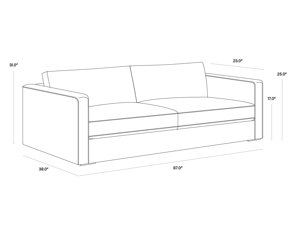 A wireframe image of the product with dimensions shown