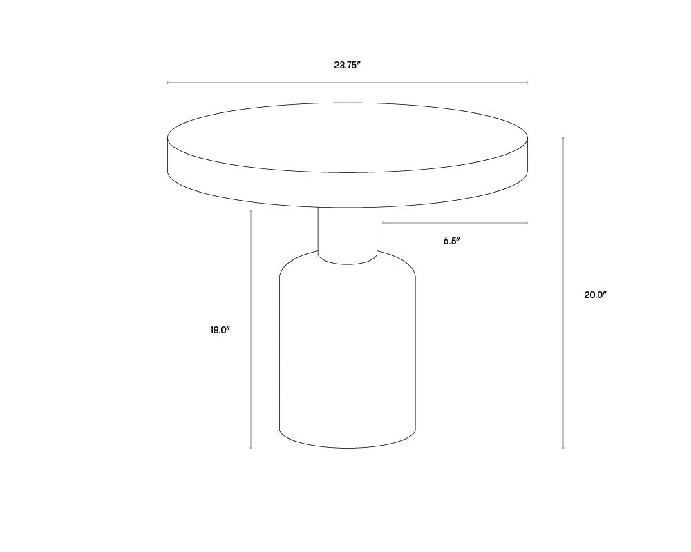 A wireframe image of the product with dimensions shown