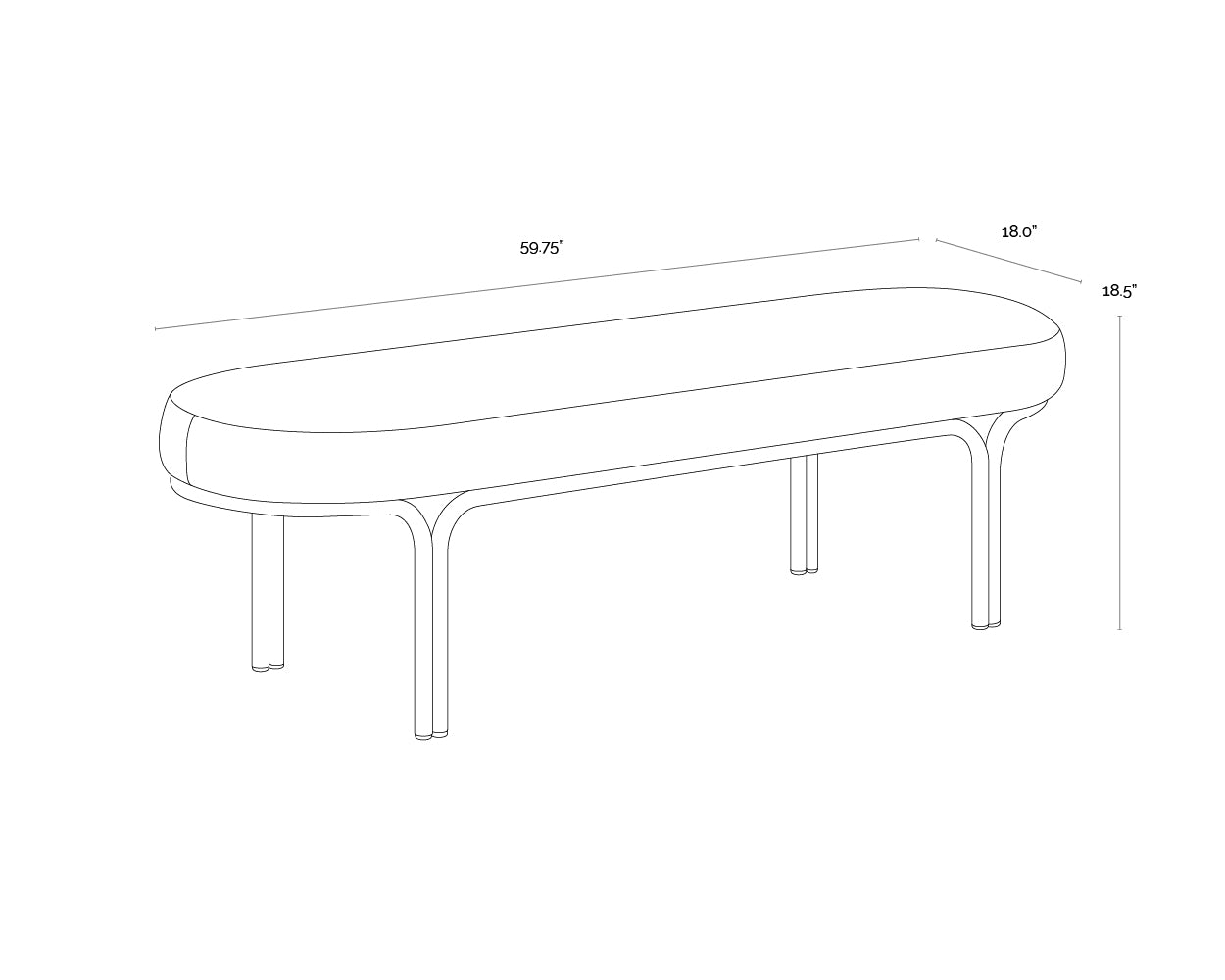 A wireframe image of the product with dimensions shown