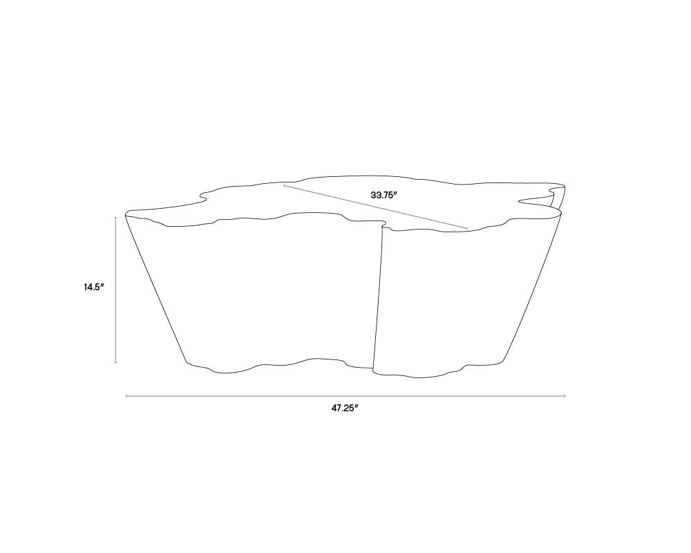A wireframe image of the product with dimensions shown