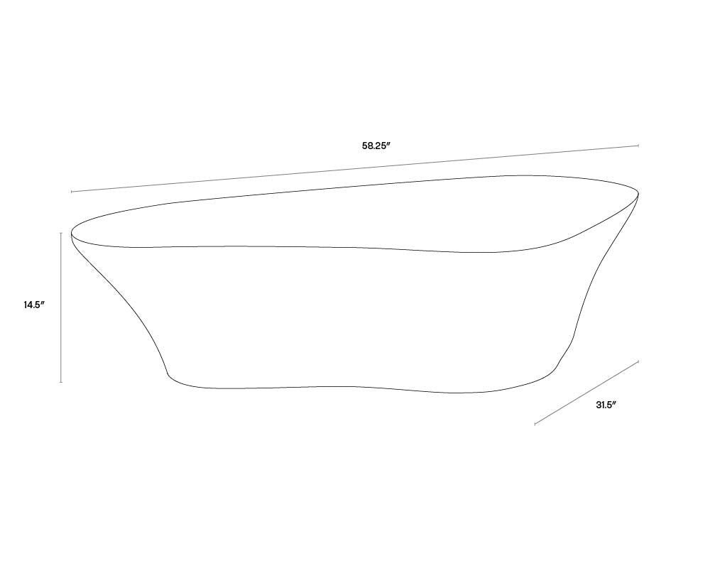 A wireframe image of the product with dimensions shown