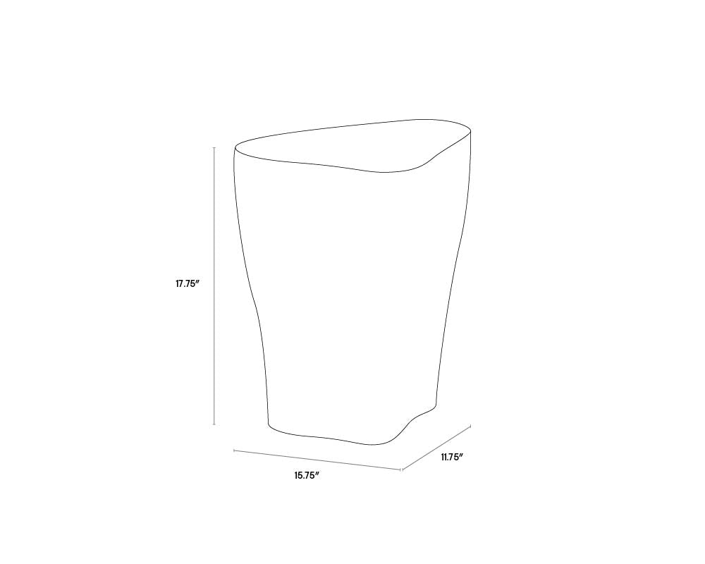 A wireframe image of the product with dimensions shown