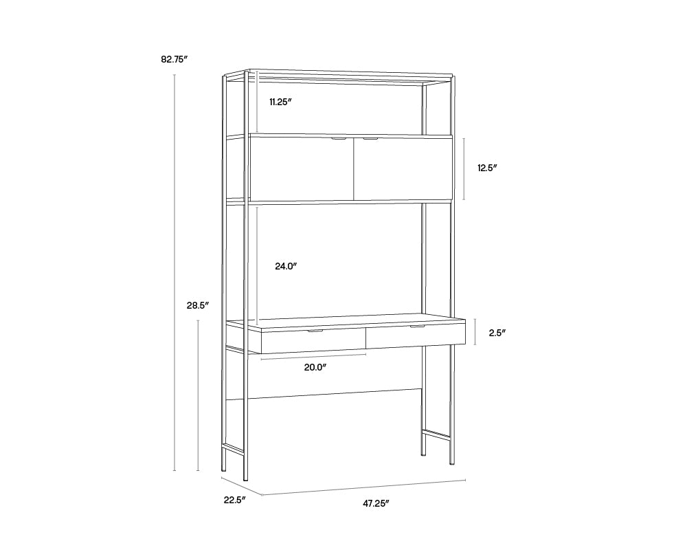 A wireframe image of the product with dimensions shown