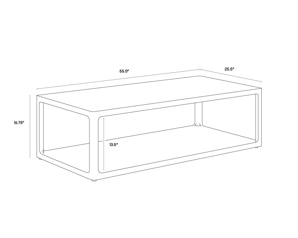 A wireframe image of the product with dimensions shown