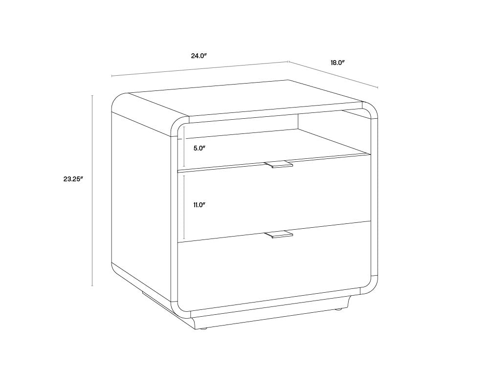 A wireframe image of the product with dimensions shown