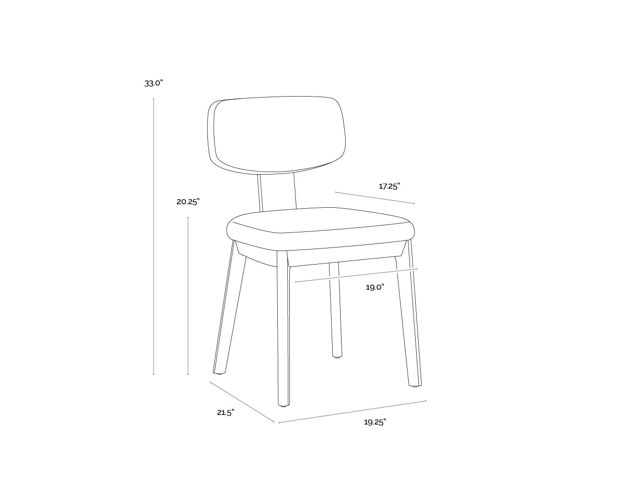A wireframe image of the product with dimensions shown