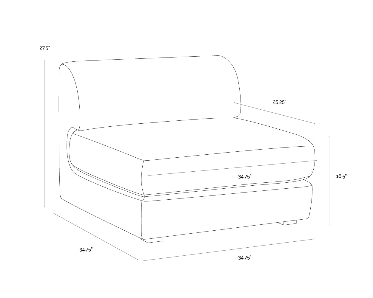 A wireframe image of the product with dimensions shown